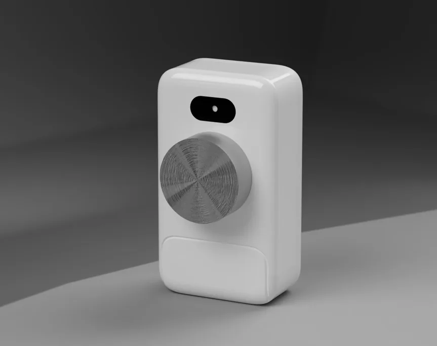 Render of the back of the TeleSync device with its stethoscope head