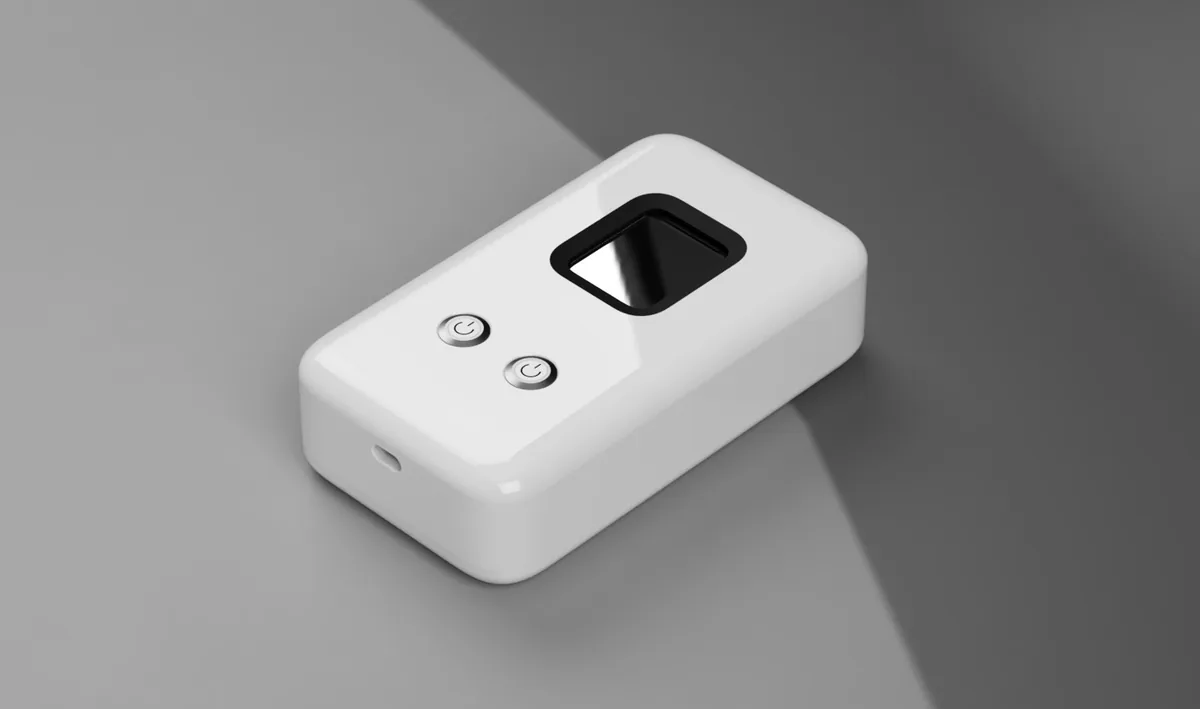 Render of the device lying flat
